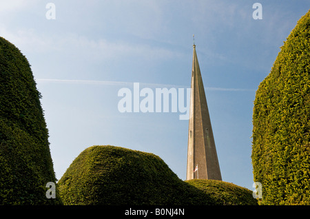 Yew alberi nella chiesa di Santa Maria a Painswick in Cotswolds Foto Stock