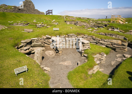 L'insediamento preistorico di Jarlshof, vicino Sumburgh Head, isole Shetland, Scotland, Regno Unito Foto Stock