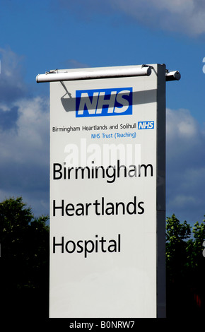 Birmingham Heartlands Hospital segno, West Midlands, England, Regno Unito Foto Stock