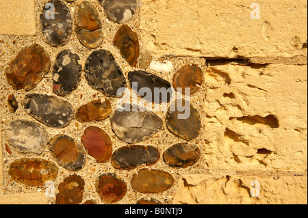 Pietra Focaia tradizionale parete Suffolk Foto Stock