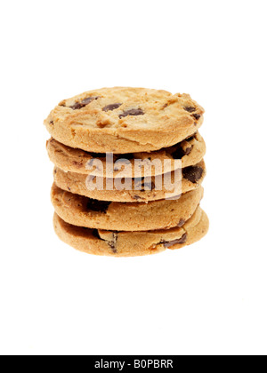 Freschi e saporiti biscotti al cioccolato biscotti snack isolato sfondo bianco con nessun popolo e un tracciato di ritaglio Foto Stock