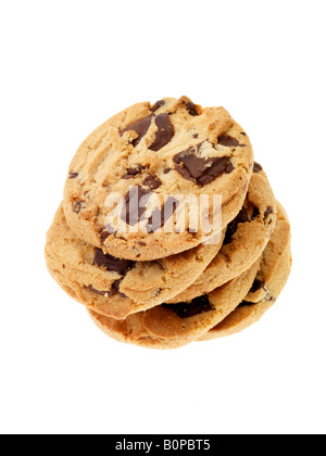Freschi e saporiti biscotti al cioccolato biscotti snack isolato sfondo bianco con nessun popolo e un tracciato di ritaglio Foto Stock