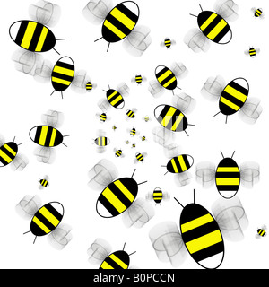Bumble Bees illustrazione su sfondo bianco Foto Stock