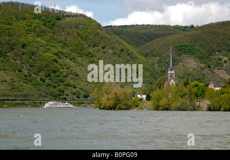Valle del Reno guardando a valle vicino a Boppard, Germania. Foto Stock