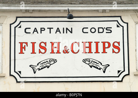 Insegna UK Captain Cods Fish and Chip Shop. Boston Lincolnshire 2008 2000s HOMER SYKES Foto Stock