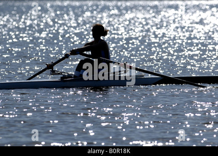 Il canottaggio concorrenza a Strathclyde Park Nazionale Centro di Canottaggio Scozia Scotland Foto Stock