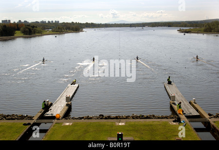 Il canottaggio concorrenza a Strathclyde Park Nazionale Centro di Canottaggio Scozia Scotland Foto Stock