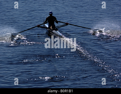 Il canottaggio concorrenza a Strathclyde Park Nazionale Centro di Canottaggio Scozia Scotland Foto Stock