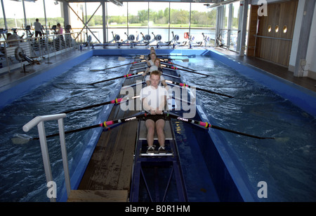 Vogatore a Strathclyde Park Nazionale Centro di Canottaggio Scozia Scotland Foto Stock