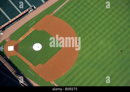 Vista aerea del diamante di baseball al Minute Maid Park a Houston in Texas Foto Stock