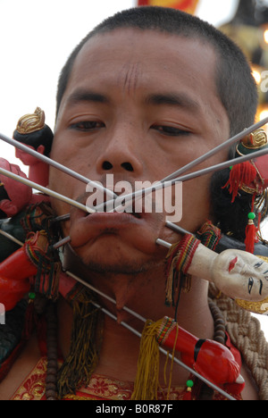 Phuket festival vegetariano, devoto Foto Stock