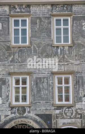 Sgraffito house, Retz, Austria Foto Stock