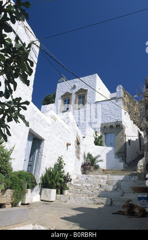 Vicolo di Chora, Patmos Isola, Dodecaneso, Grecia Foto Stock