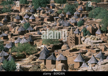 Capanne di argilla, Songo, Dogonland, Mali Foto Stock