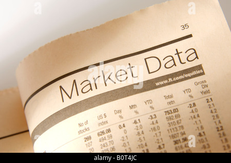 Dati di mercato Tabella Foto Stock
