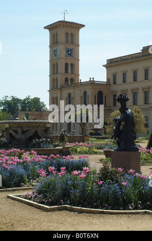 Terrazza formali giardini a Osborne House East Cowes Isle of Wight Inghilterra casa storica della regina Victoria Foto Stock