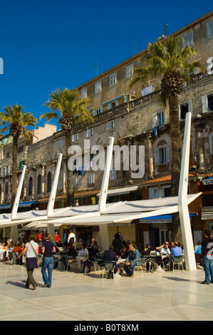 Riva il viale lungomare Spalato Croazia Europa Foto Stock