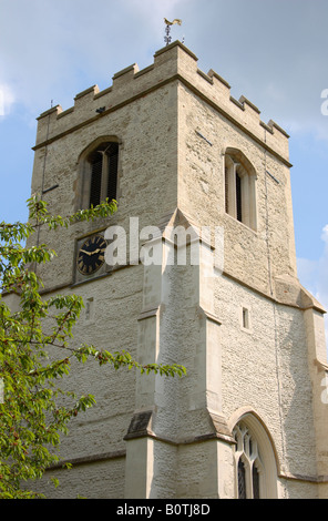 Grantchester Chiesa torre dell orologio a 10min a 3pm. Foto Stock