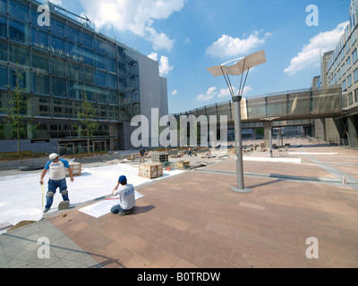 I lavori di costruzione nel quartiere europeo di Bruxelles Belgio Foto Stock