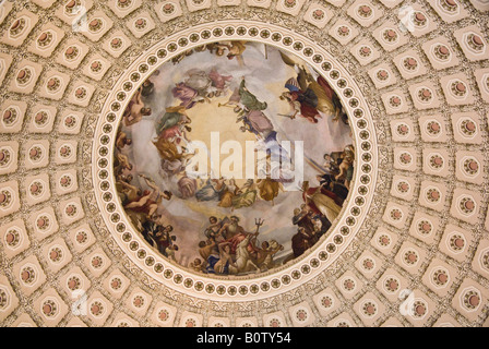 Washington DC il Campidoglio l affresco e fregio decorazioni della cupola Foto Stock