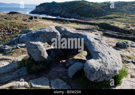 Castro Barona Iron Age Fort insediamento, Galizia, Spagna Foto Stock
