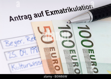 Exmatrikulation (Ger. Per la rimozione dal registro degli studenti) Foto Stock