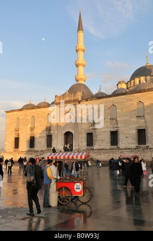 Castagne arrosto ambulanti di fronte al Yeralti Camii la moschea, Istanbul, Turchia Foto Stock