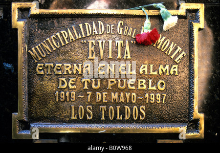 Eva Perón la tomba di Evita, Recoleta cimitero, Buenos Aires, Argentina Foto Stock