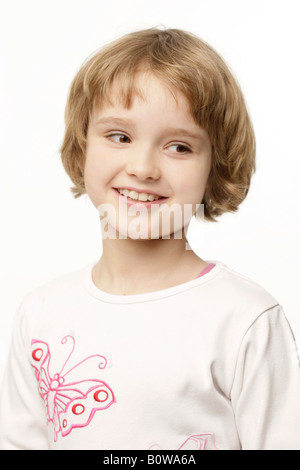 8-anno-vecchia ragazza sorridente Foto Stock