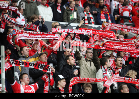 Calcio, 2. Bundesliga, Seconda lega calcio tedesca, 1.FC Kaiserslautern, Kickers Offenbach, Offenbacher Kickers ventole, supporto Foto Stock