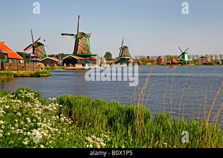 Paesi Bassi Villaggio Zaanse Schans Noord Holland North Holland Zaandam mulini a vento olandese Windmill industriale di alimentazione di energia Foto Stock