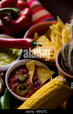 Stereotipati di cibo messicano e ingredienti Foto Stock