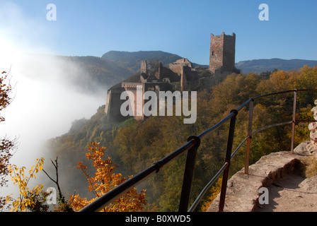 Vista da Girsberg a Ulrichsburg, Francia, Alsazia, montagne Vosges Foto Stock