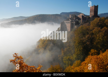 Vista da Girsberg a Ulrichsburg, Francia, Alsazia, montagne Vosges Foto Stock