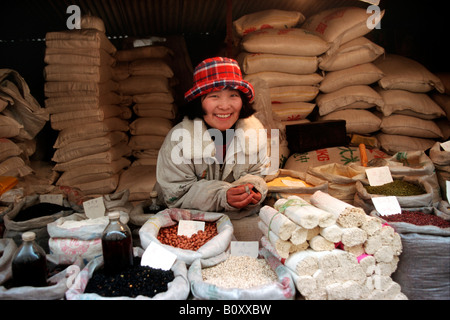 Donna di mercato a Pechino, Cina Pechino Foto Stock