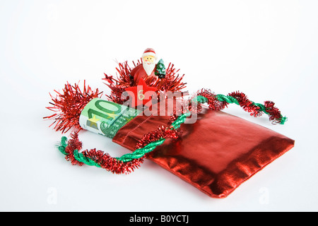 Regalo di natale, banconote, close up Foto Stock