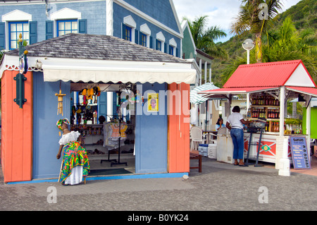 Negozi turistici presso il terminal delle navi da crociera in Philipsburg Sint Maarten Antille Olandesi Foto Stock