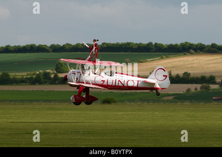 Boeing Stearman Team Guinot Duo molla di Duxford Air Show 2008 Foto Stock