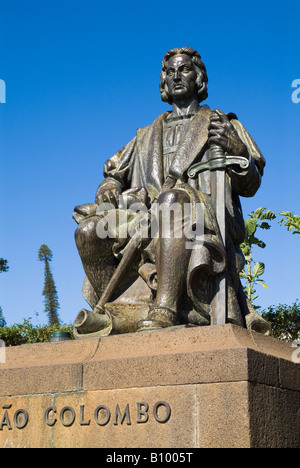 Dh Parque de Santa Catarina Funchal Madeira Cristopher Columbus statua Foto Stock