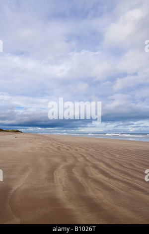 Increspata sabbia sulla spiaggia Seahouses con il mare e le dune in background Northumberland REGNO UNITO Foto Stock