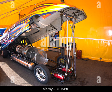 Jet drag race car a santa pod Foto Stock