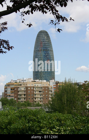 La Torre Agbar Edificio, Placa de glorie, Barcellona, Spagna Foto Stock