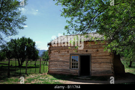 Grafton città fantasma il restaurato Louisa Russell Log Cabin Foto Stock