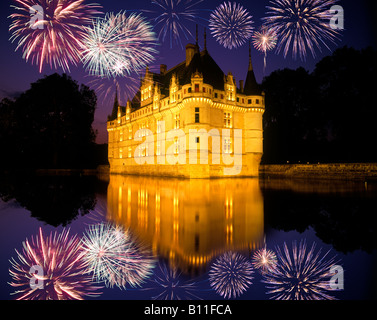 Spettacolo di Suoni e Luci CHATEAU AZAY LE RIDEAU Indre et Loire Francia ! Non rilasciato! Foto Stock