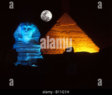 SON ET LUMIERE grande piramide SPHINX ROVINE GIZA Cairo Egitto Foto Stock