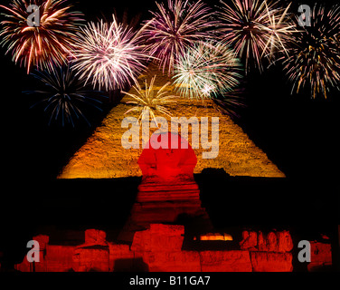 SON ET LUMIERE grande piramide SPHINX ROVINE GIZA Cairo Egitto Foto Stock