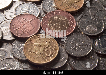 Le monete della Repubblica ceca Foto Stock