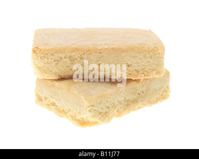 Ricca di Fresca Burro Biscotto frollino o fetta isolata contro uno sfondo bianco con nessun popolo e un tracciato di ritaglio Foto Stock