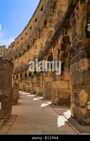 Rovine del 1 ° secolo Anfiteatro romano di Pola Istria Croazia Foto Stock