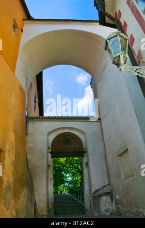 Edifici storici nel centro storico di Cesky Krumlov Repubblica Ceca Foto Stock